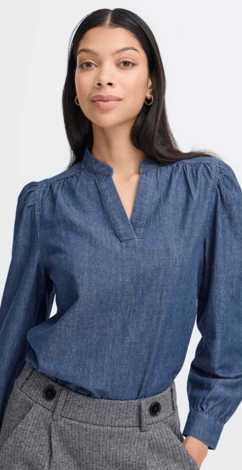 Kanti bluse mid blue denim - Image 3