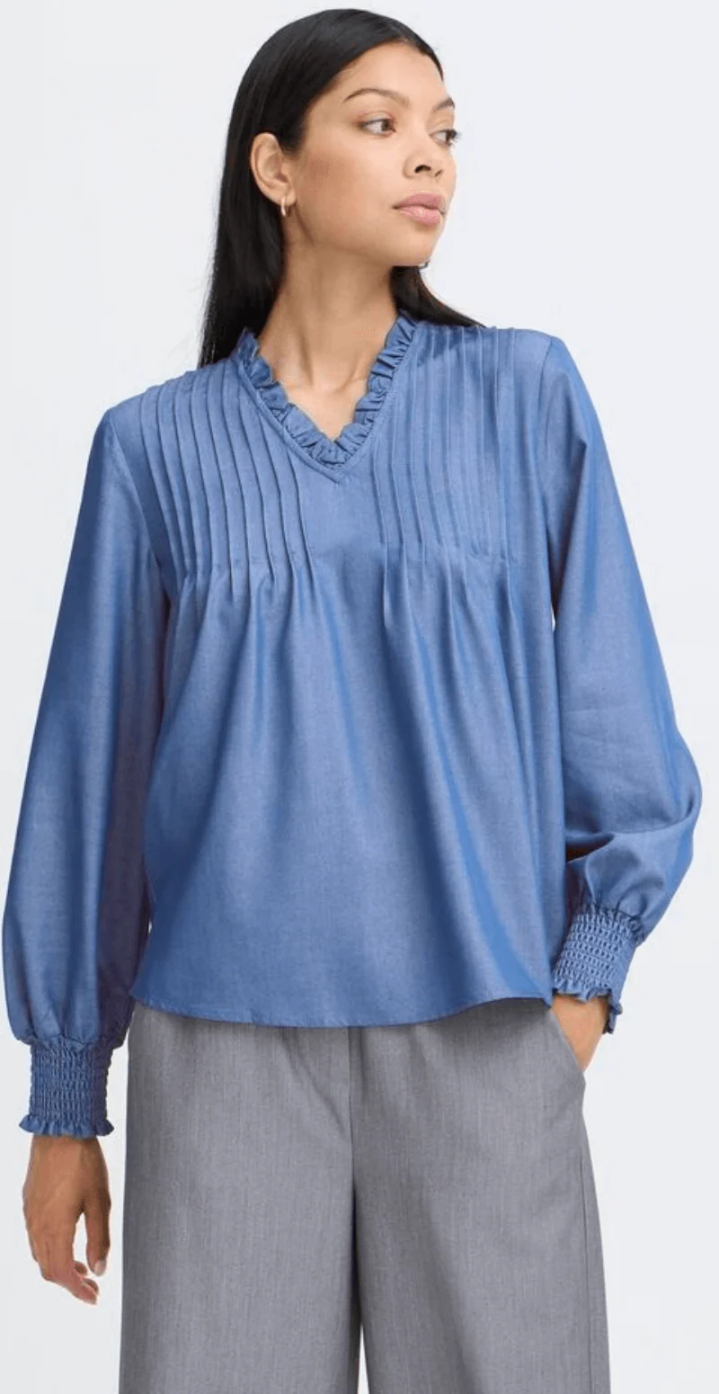 Kaoru bluse mid blue denim - Image 3