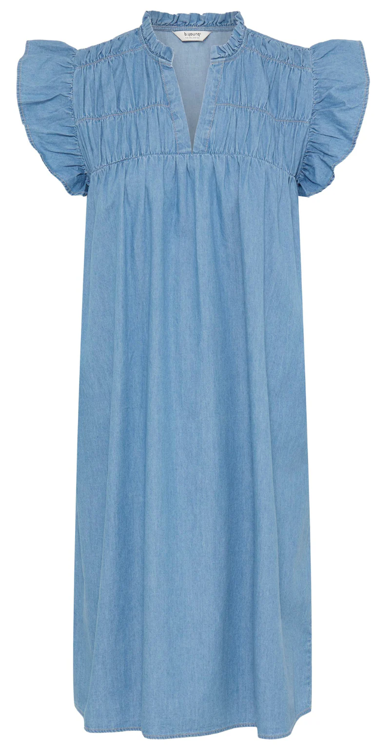 Kashe denim kjole med smock light blue denim B.young - Image 5