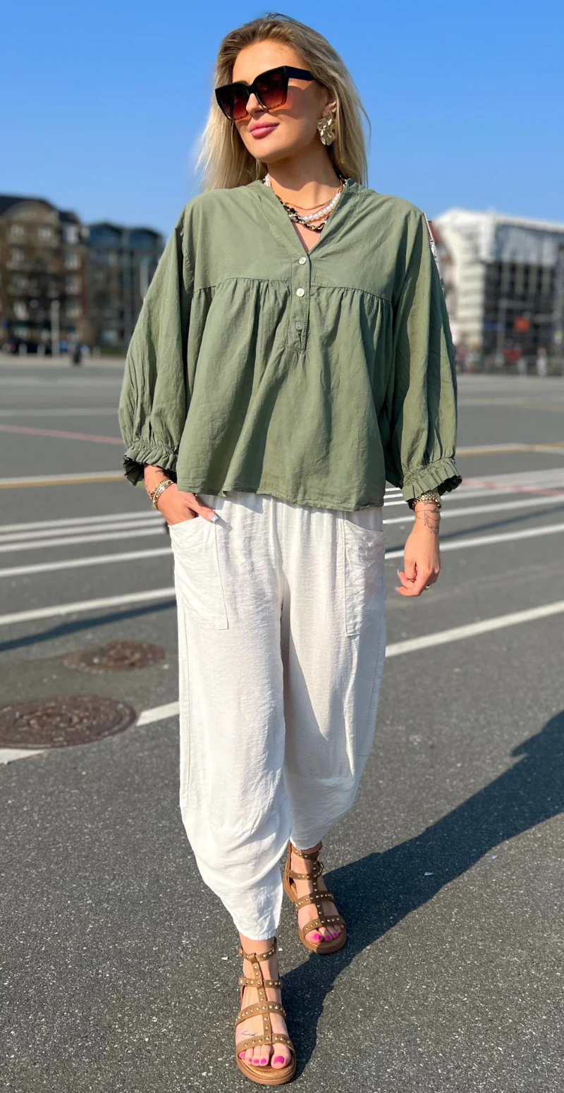 Kimmy bukser med lommer beige LikeLondon - Image 6