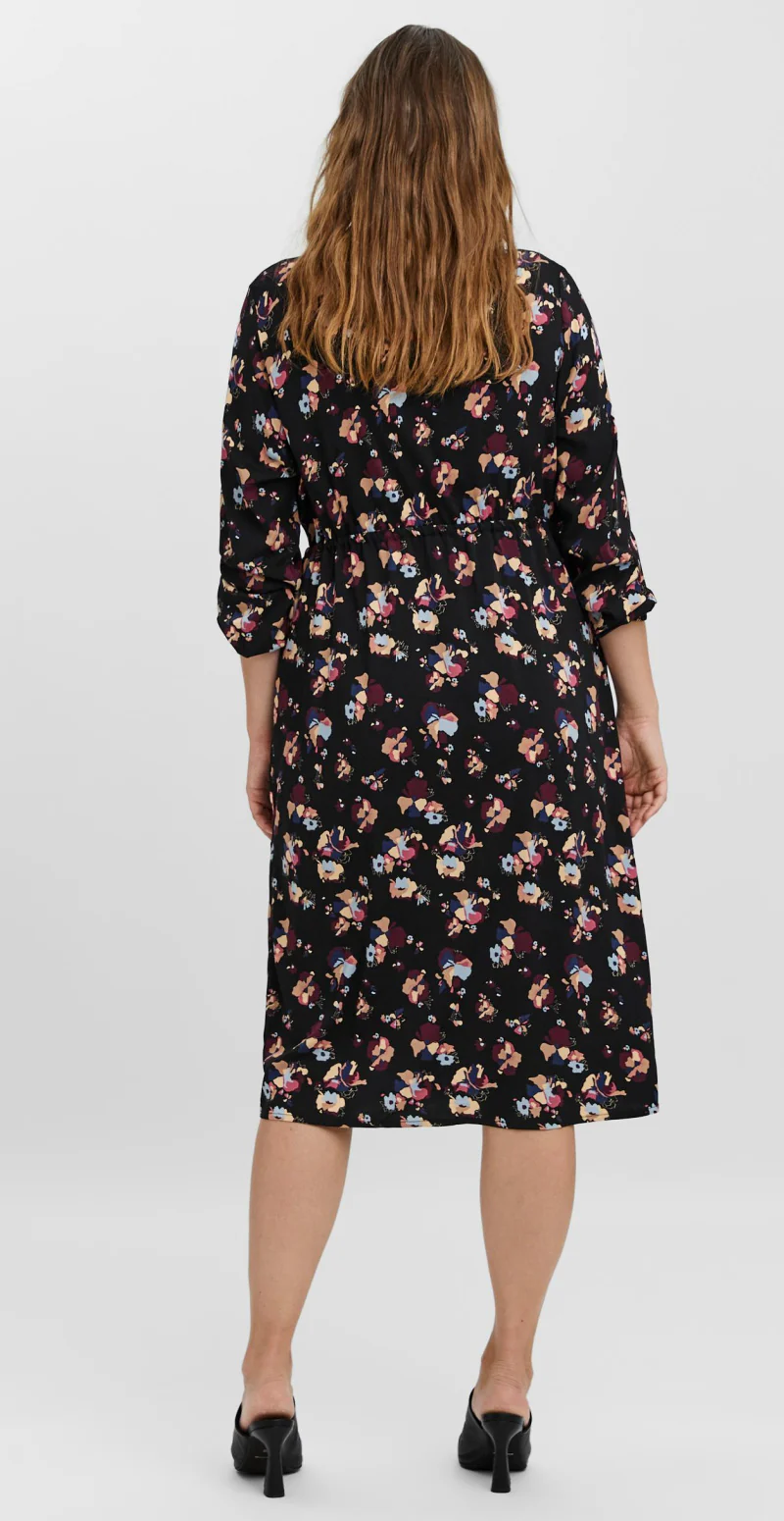 Kjole med blomster sort - Image 3