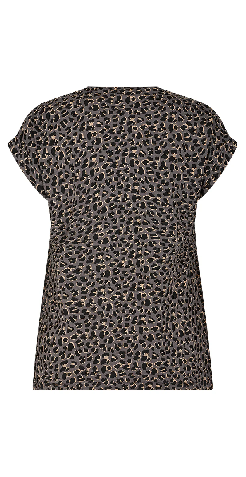 Kortærmet bluse med leopardprint sort mix - Image 2