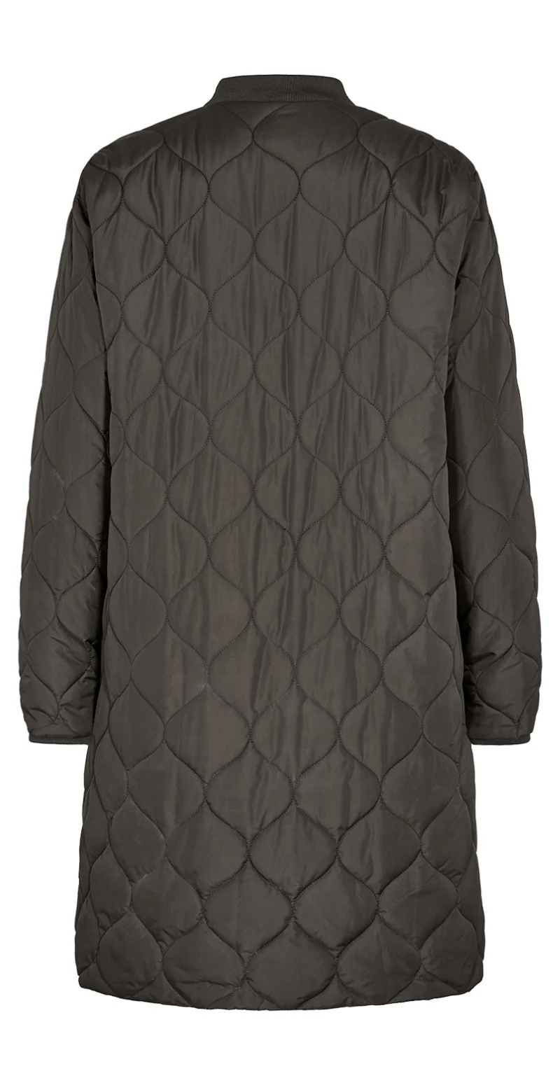 Lang quiltet jakke dark army - Image 3