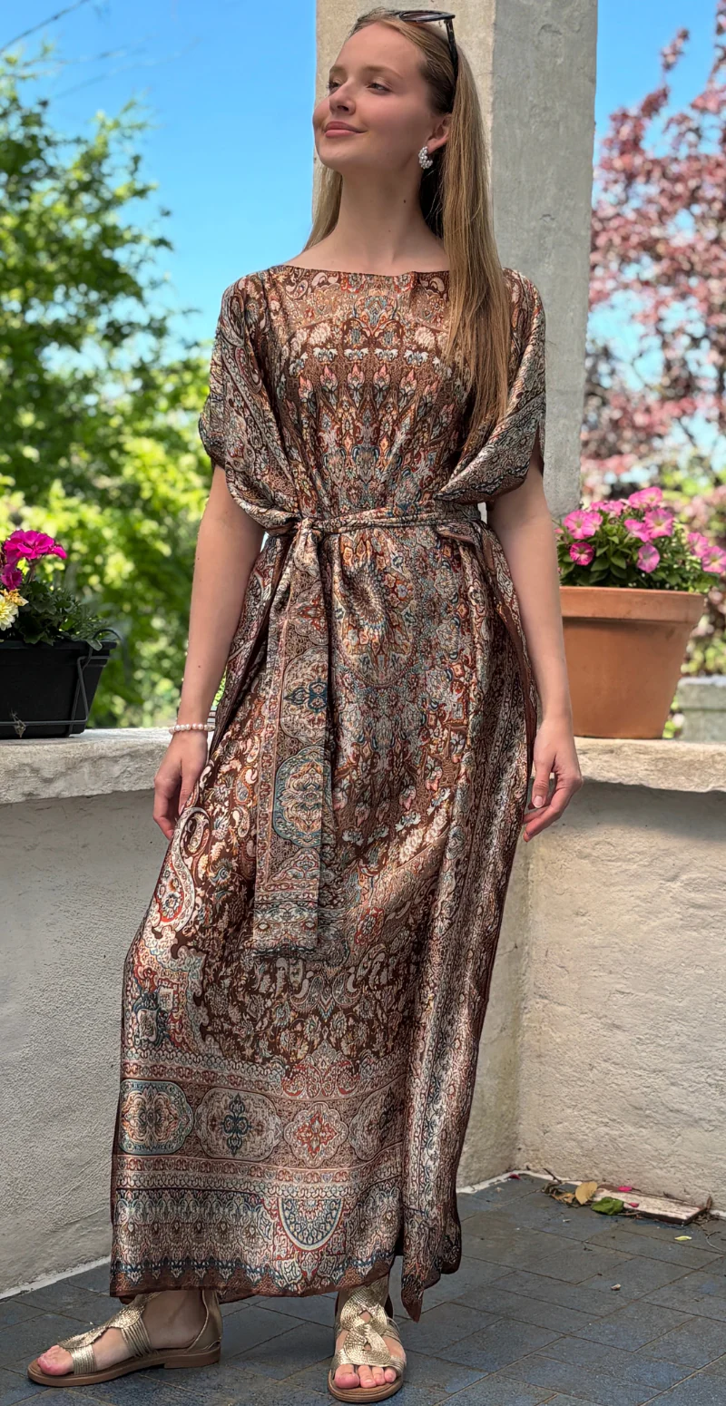 Lang sarong med paisley mønster brun LikeLondon - Image 2