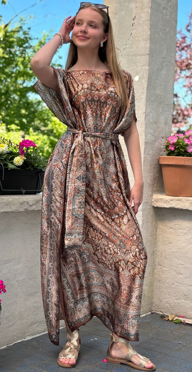 Lang sarong med paisley mønster brun LikeLondon - Image 3