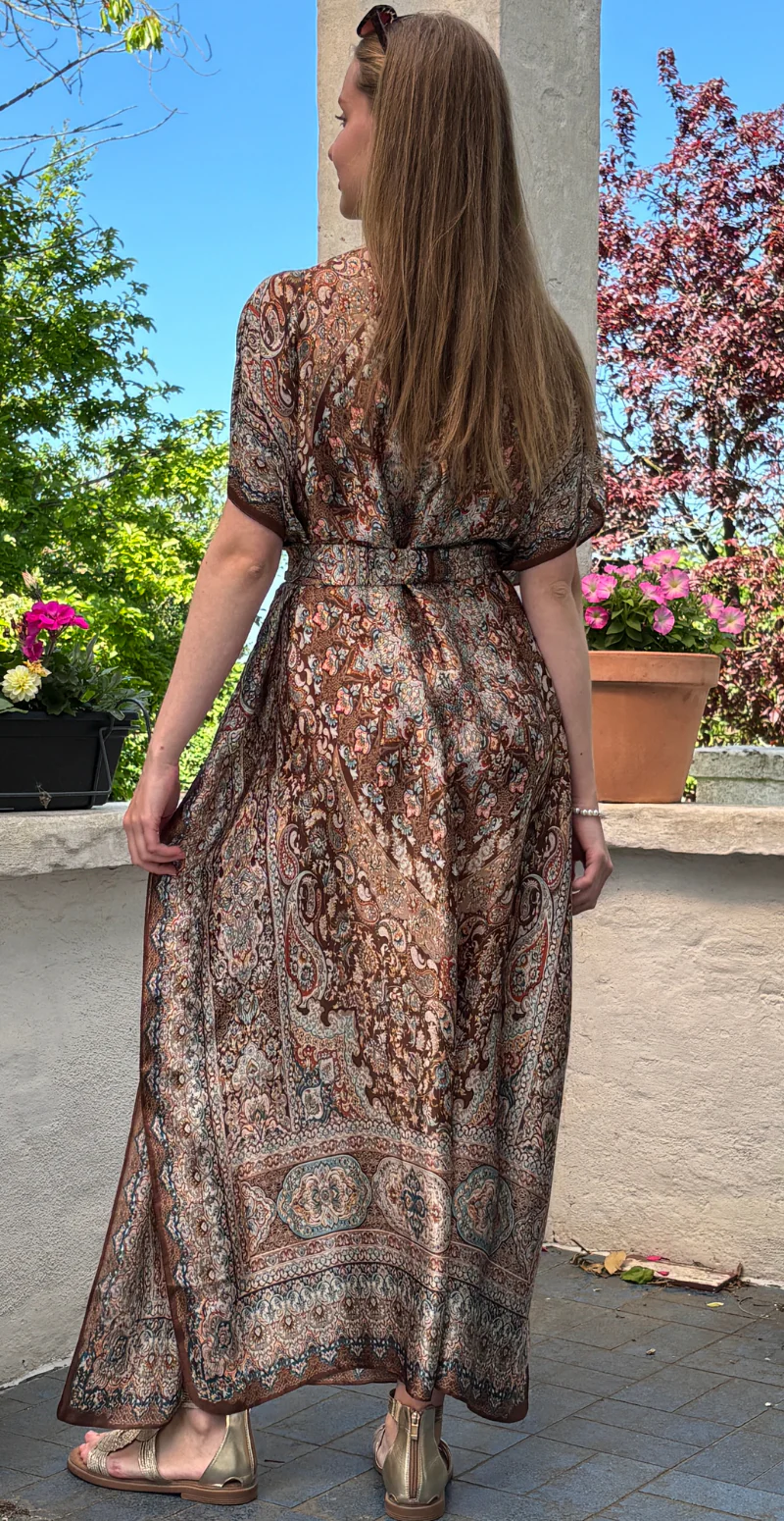 Lang sarong med paisley mønster brun LikeLondon - Image 4
