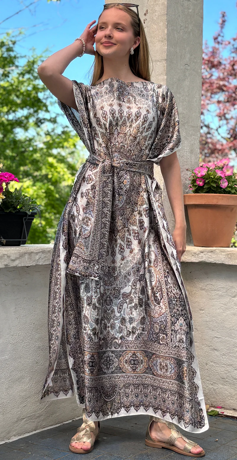 Lang sarong med paisley mønster hvid LikeLondon - Image 2