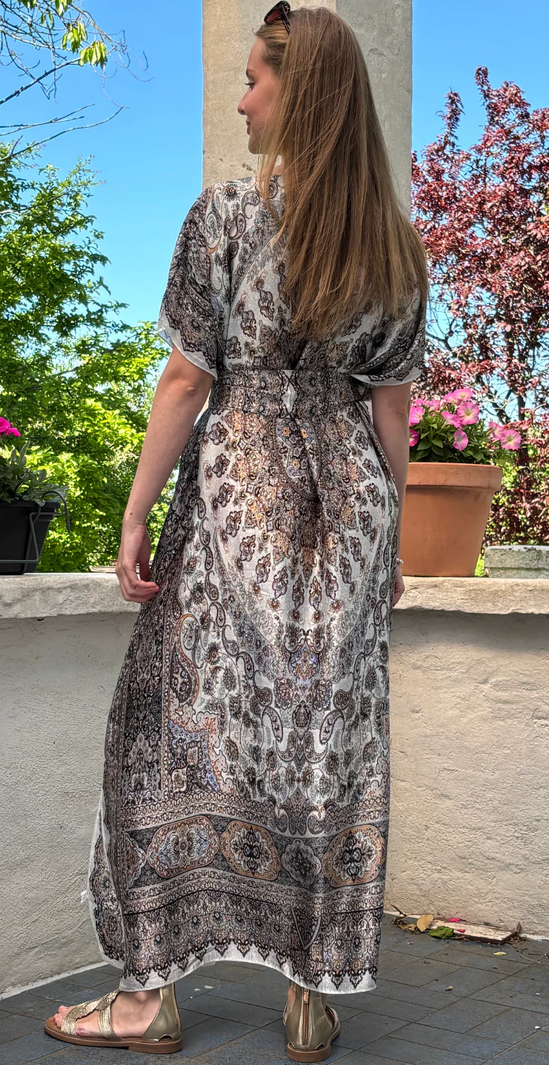 Lang sarong med paisley mønster hvid LikeLondon - Image 3