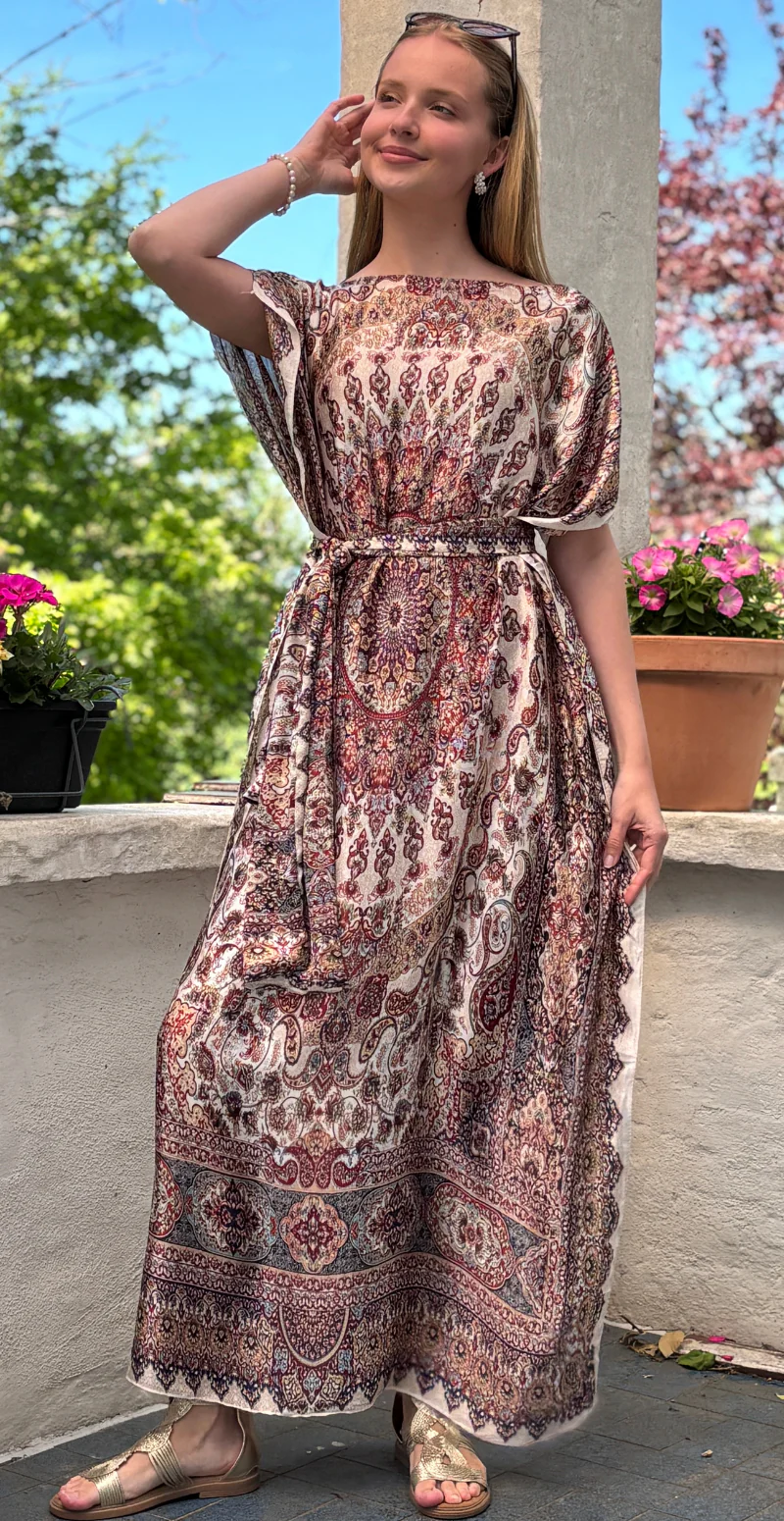 Lang sarong med paisley mønster rød LikeLondon - Image 3