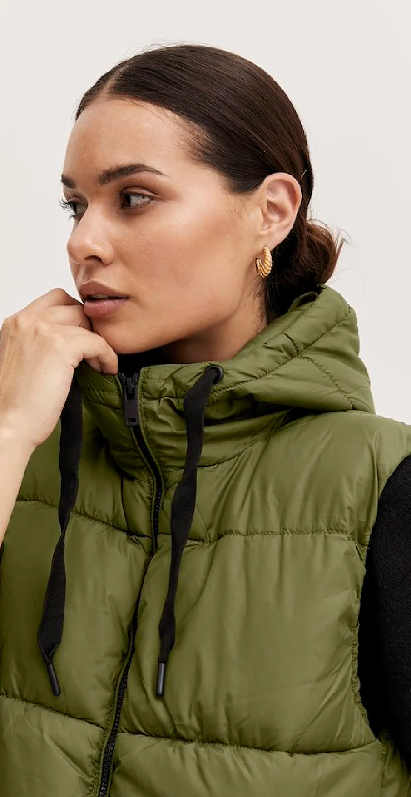 Lang vest med lommer olive night - Image 3