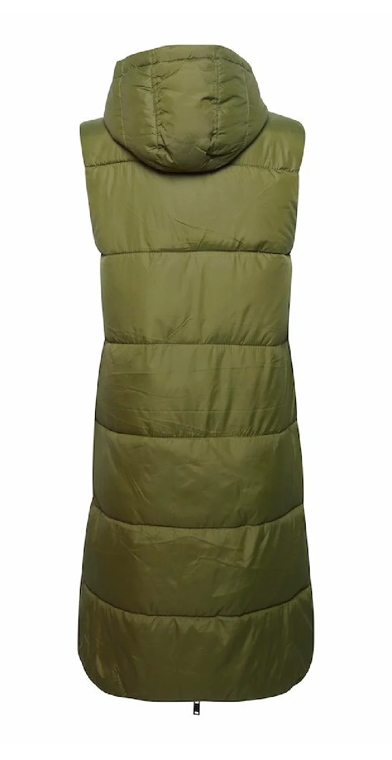 Lang vest med lommer olive night - Image 4