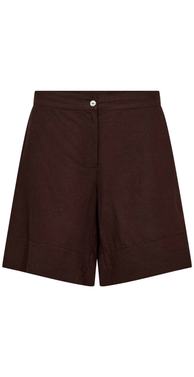 Lava hør shorts med knapper og store lommer coffee bean Freequent - Image 5