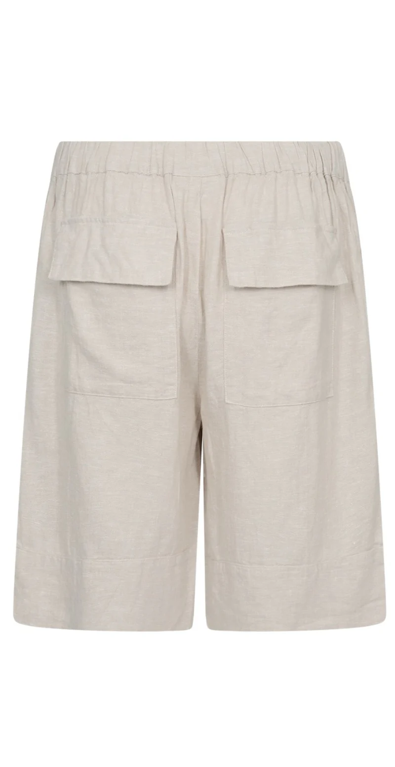 Lava hør shorts med knapper og store lommer moonbeam melange Freequent - Image 4