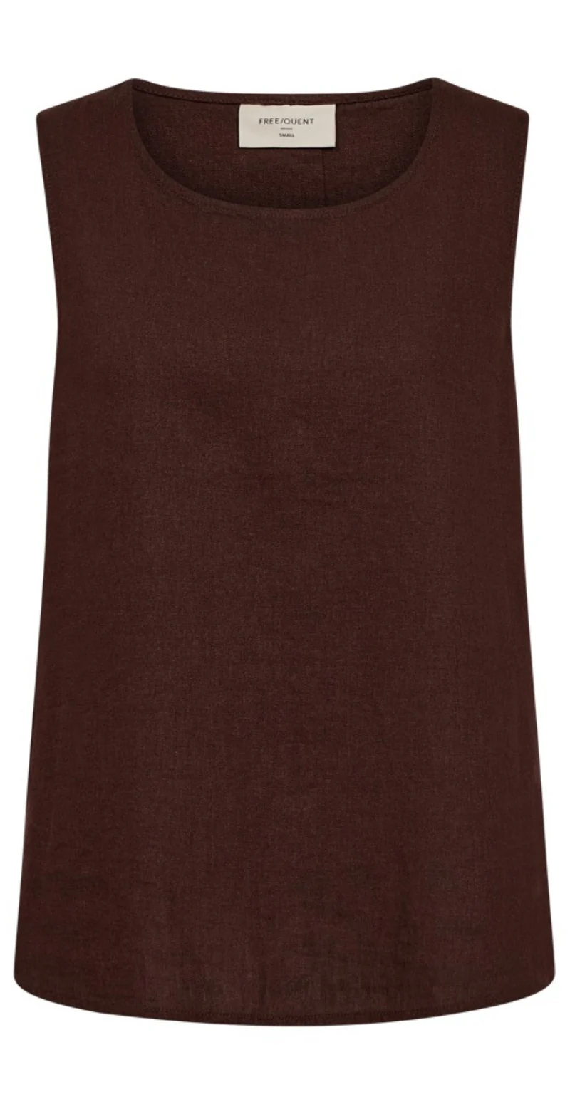 Lava hør top med knapper og brede stropper coffee bean Freequent - Image 6