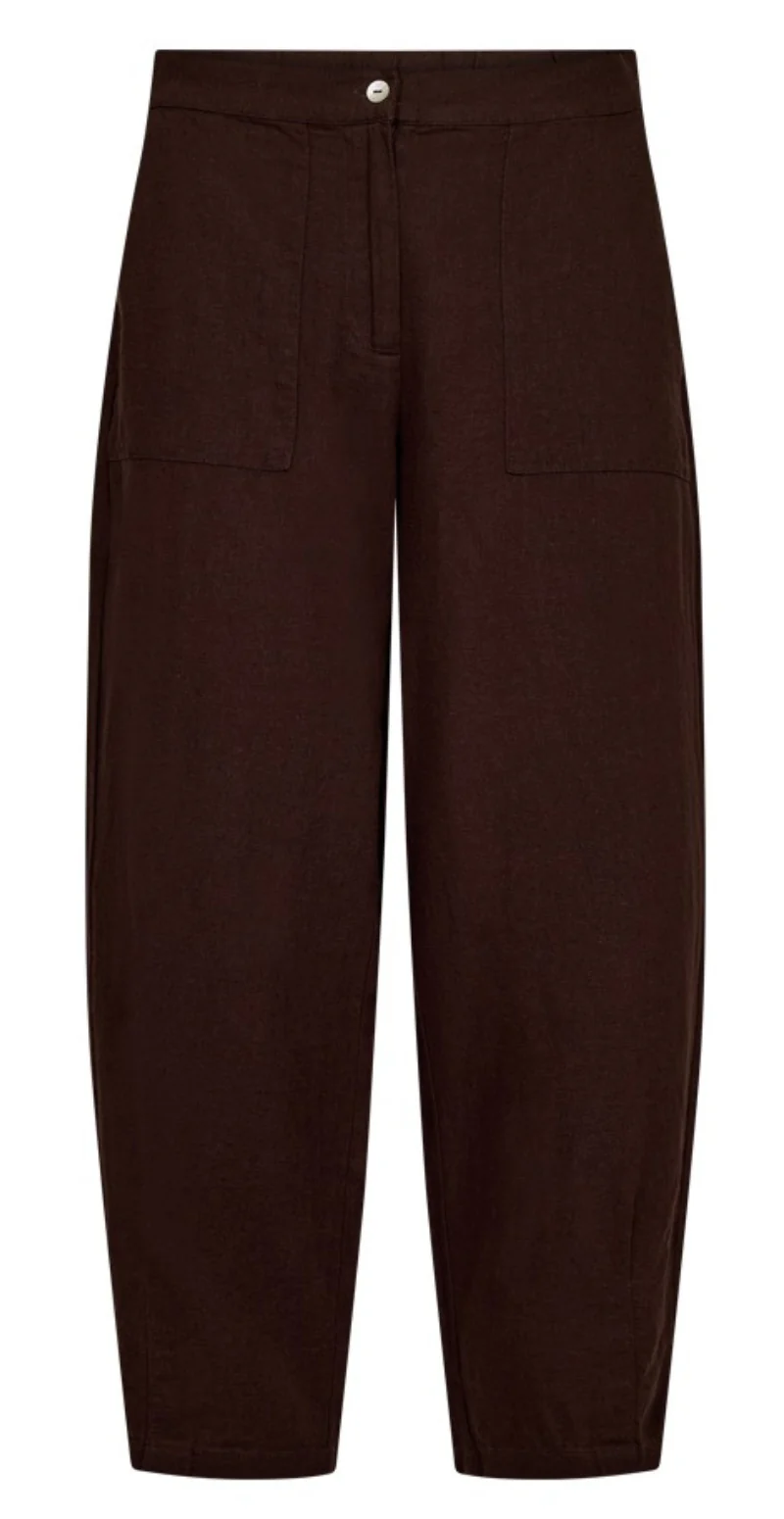Lava hørbukser med store lommer og knaplukning coffee bean Freequent - Image 8