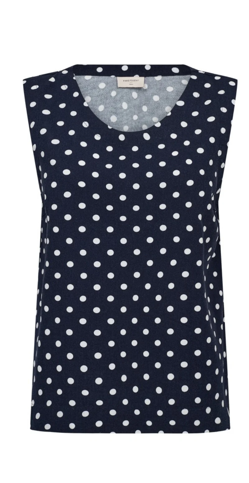 Lavisco hør top med prikker navy blazer w. brilliant white Freequent - Image 7
