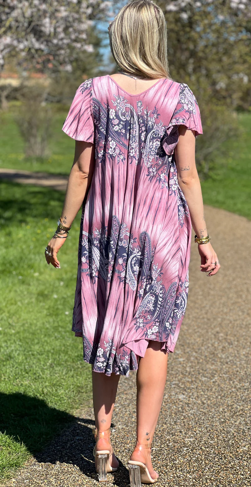 Leonora kortærmet kjole med paisley print cipolla LikeLondon - Image 2
