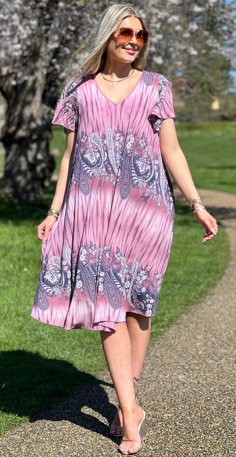Leonora kortærmet kjole med paisley print cipolla LikeLondon - Image 3