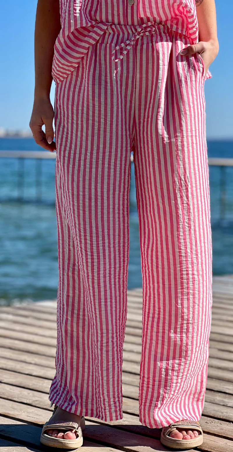Lilje sæt med stribet bluse og bukser pink LikeLondon - Image 8