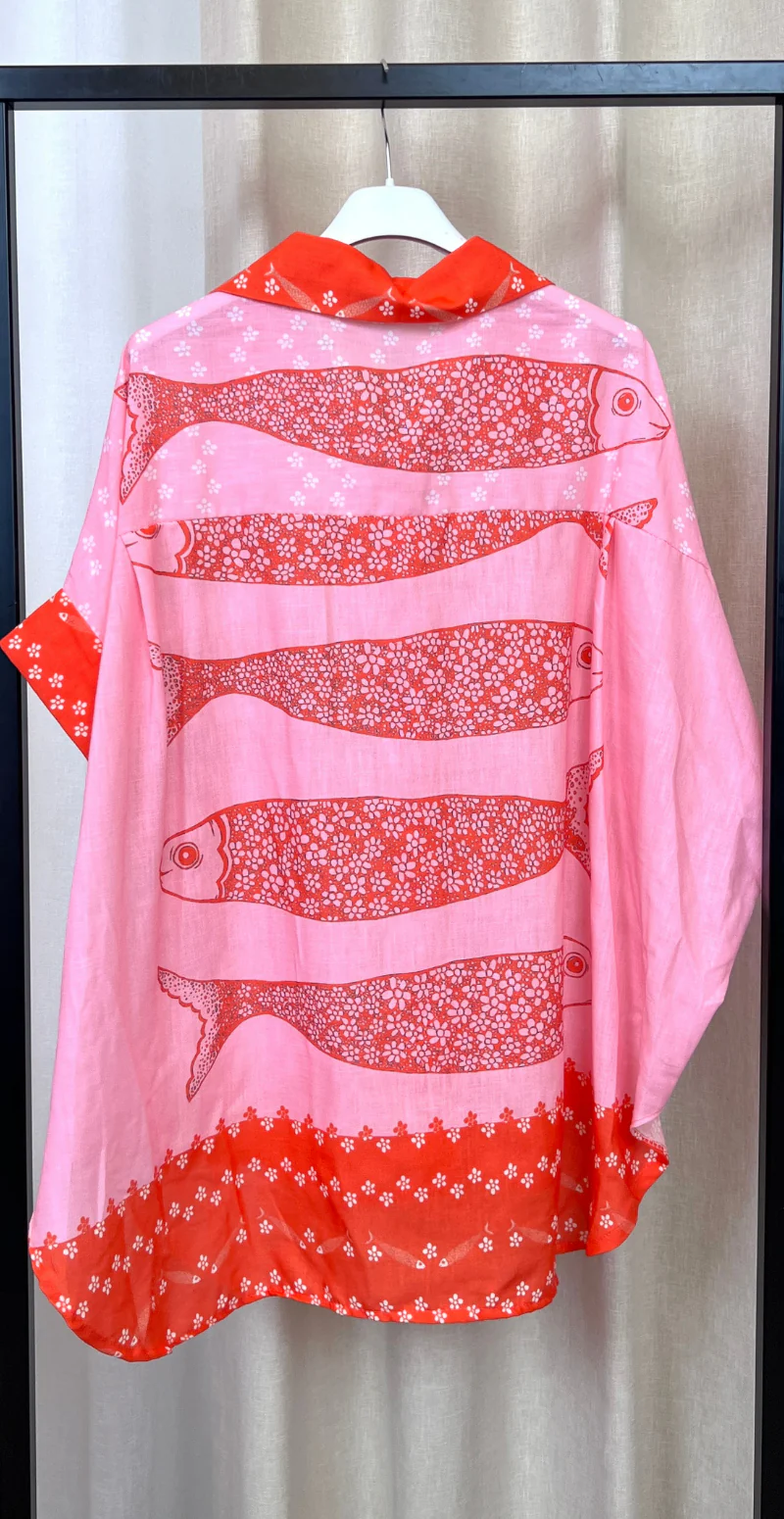 Lilli skjorte med fisk pink LikeLondon - Image 3