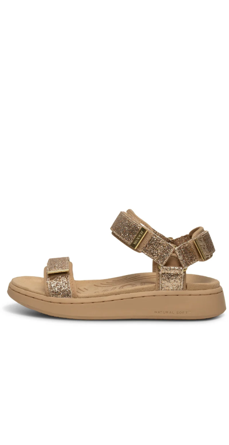 Line sandal med glimmerremme coffee cream Woden