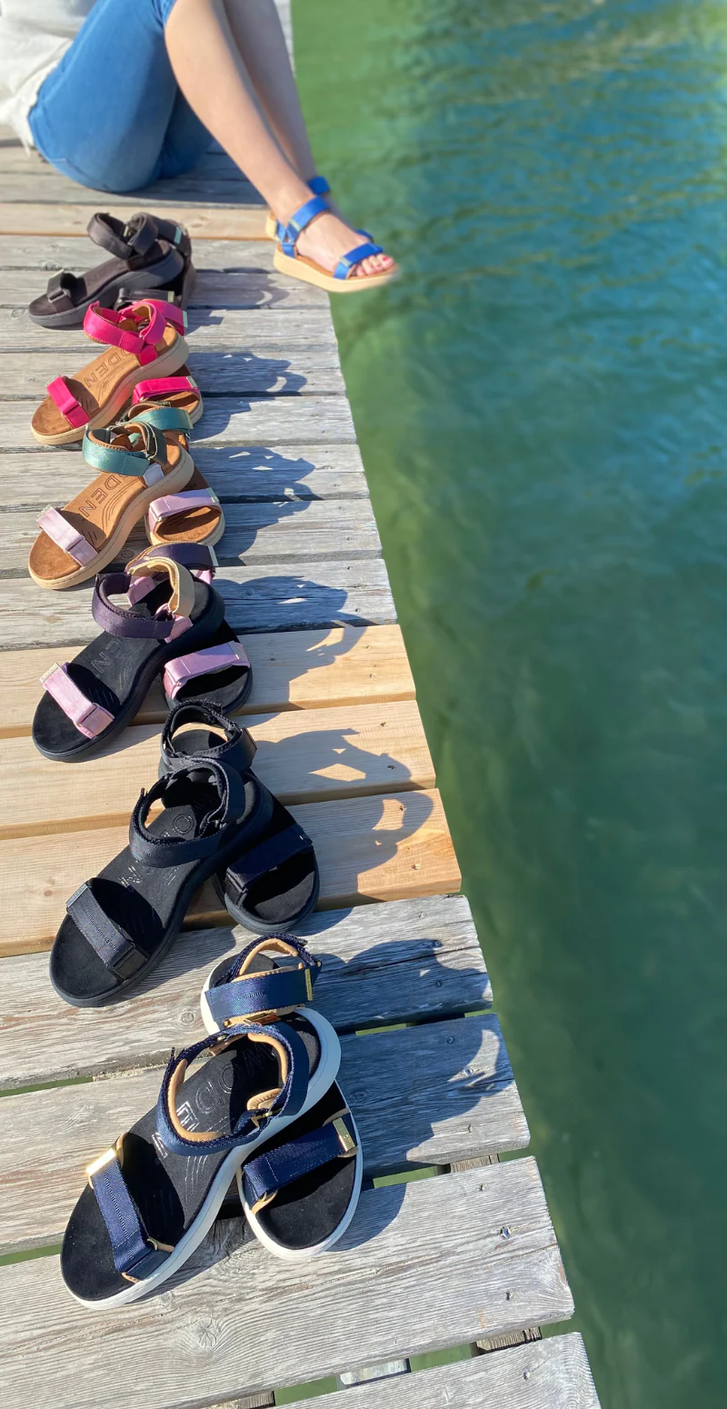 Line sandal med velcro old denim Woden - Image 9