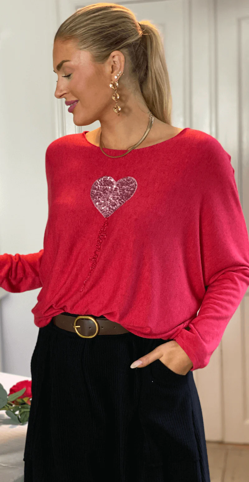 Madelene bluse med hjerte rød Likelondon - Image 2