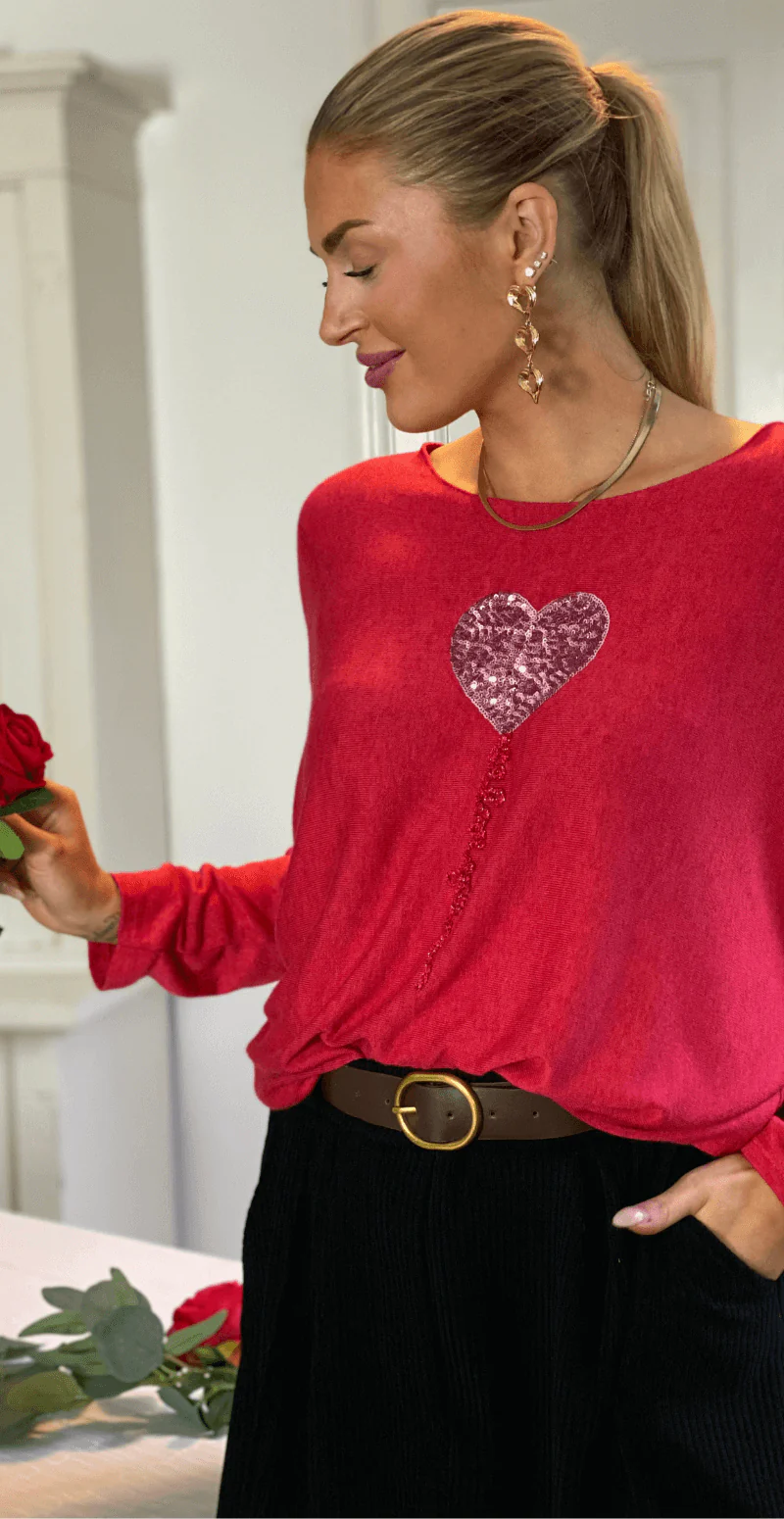 Madelene bluse med hjerte rød Likelondon - Image 3