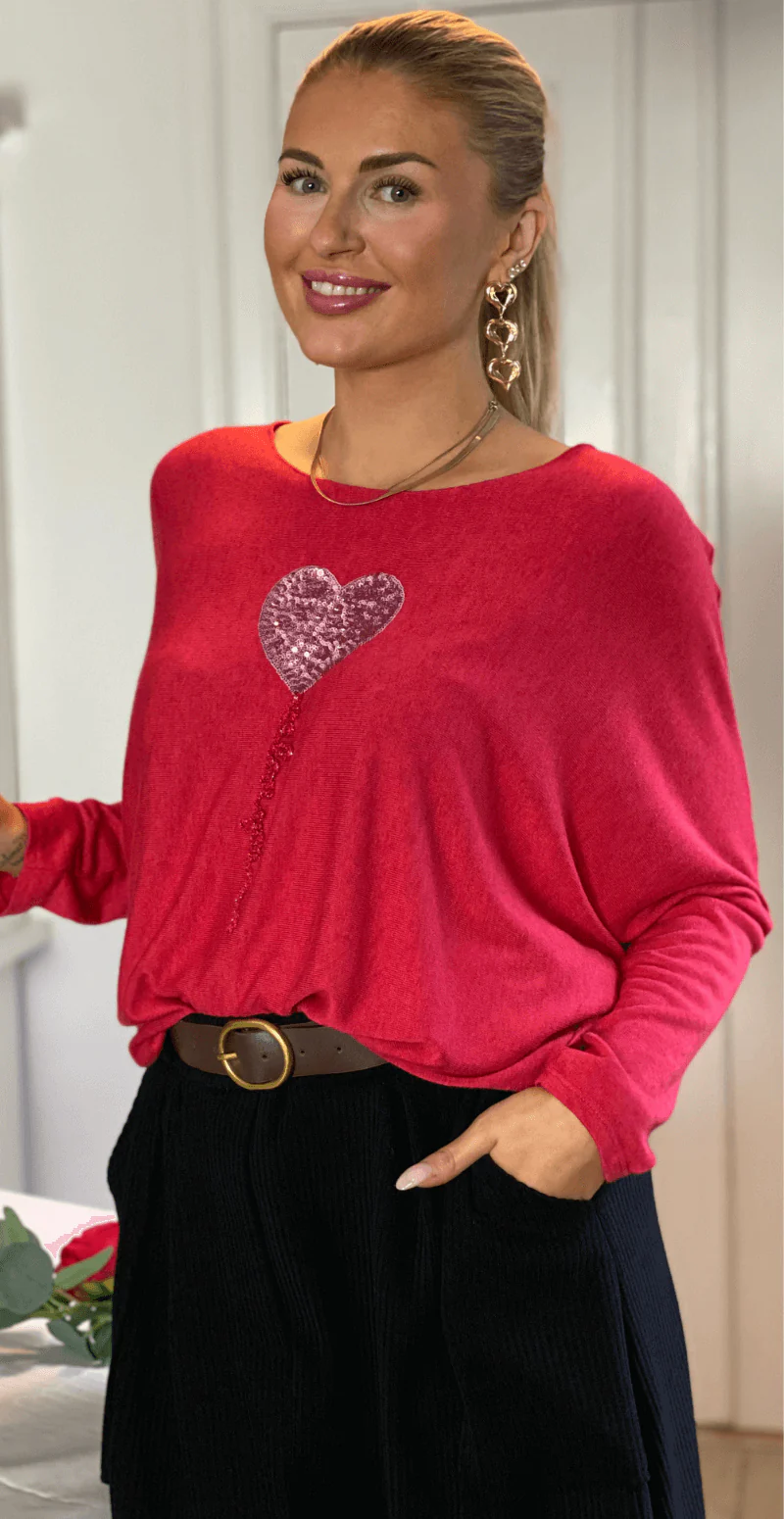 Madelene bluse med hjerte rød Likelondon - Image 4