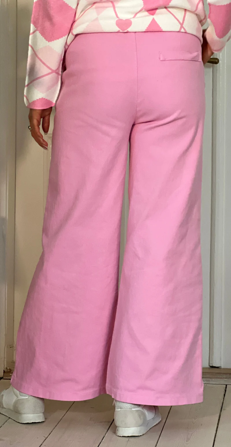 Maggie denimbukser med brede ben candy pink LikeLondon - Image 4