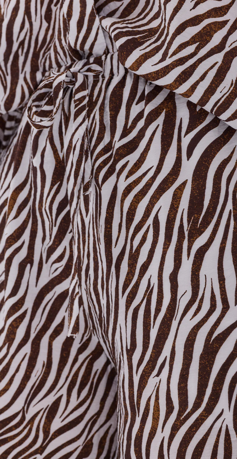 Mele bukser med zebraprint brilliant white w. coffee bean Freequent - Image 9