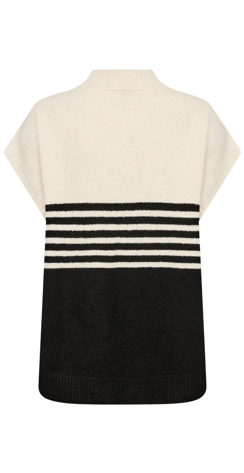Melinda to-farvet strikvest med striber creme/sort LikeLondon - Image 10