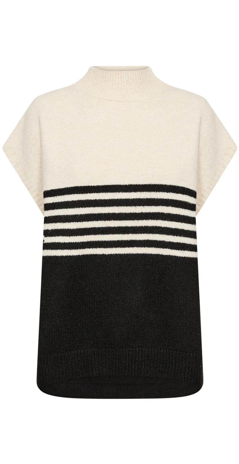 Melinda to-farvet strikvest med striber creme/sort LikeLondon - Image 9