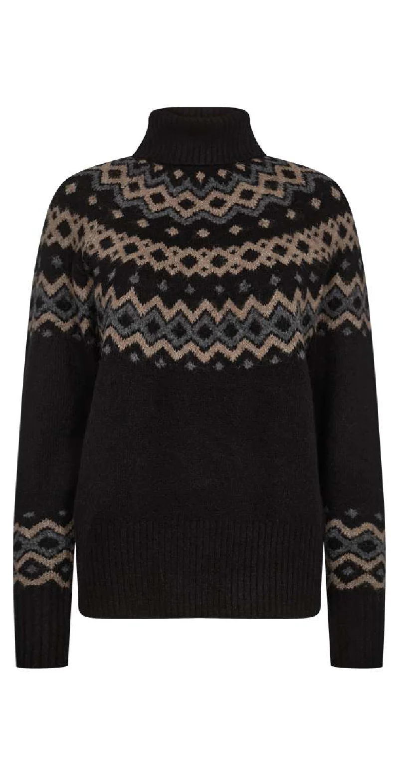 Merla pullover black w. desert taupe