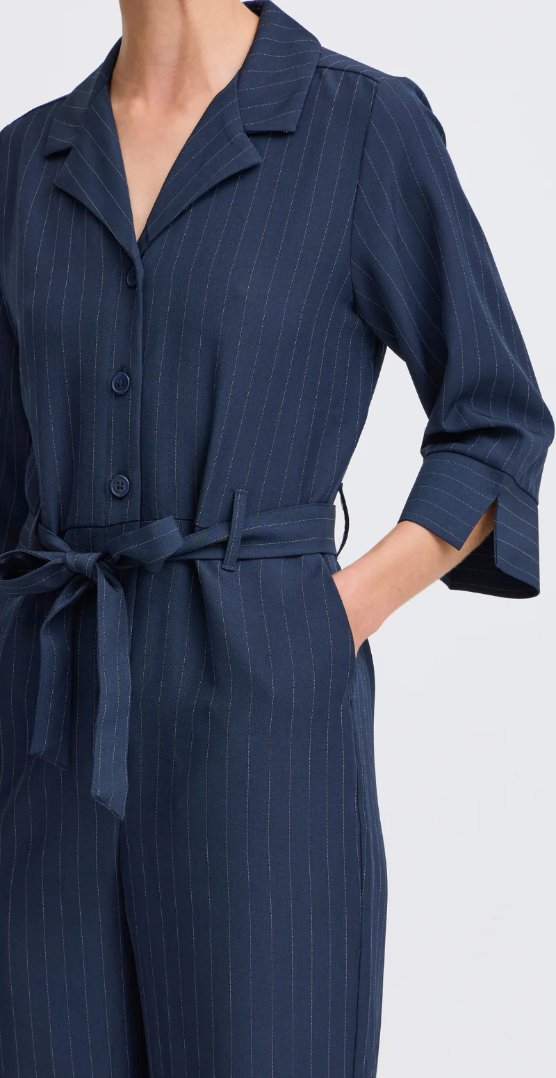 Midde jumpsuit navy pinstripe mix - Image 3