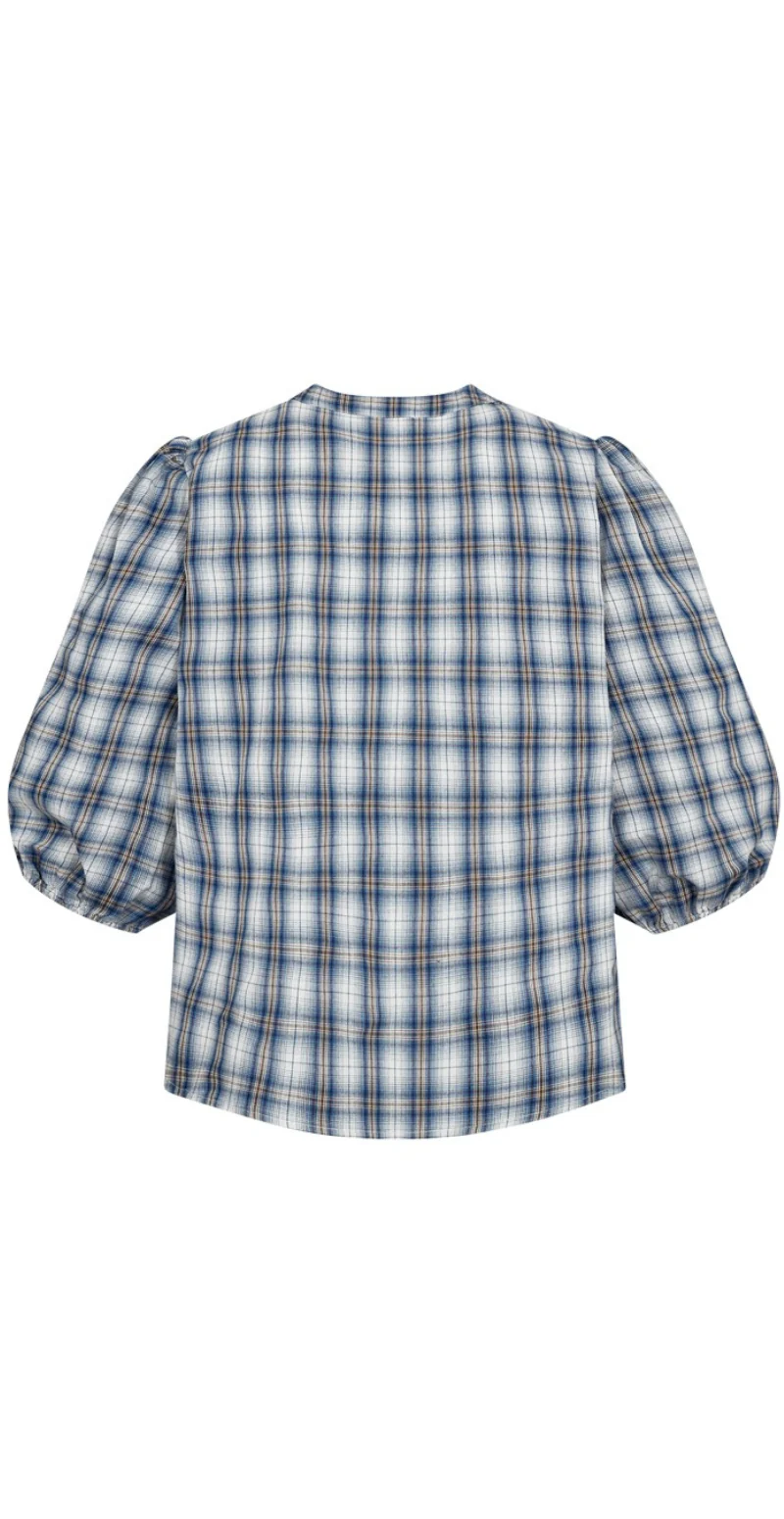 Mika gennemknappet skjortebluse med tern star off-white w. navy blazer Freequent - Image 2