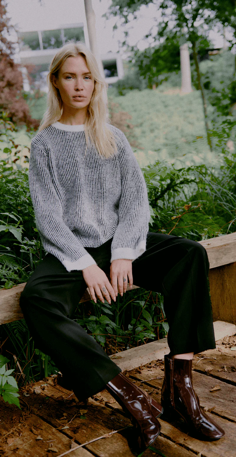 Minna jumper med striber black mix B-young - Image 4