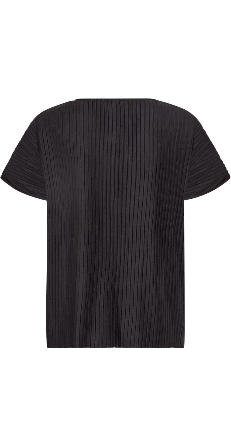 Miriam bluse med v-hals og plissé sort LikeLondon - Image 3