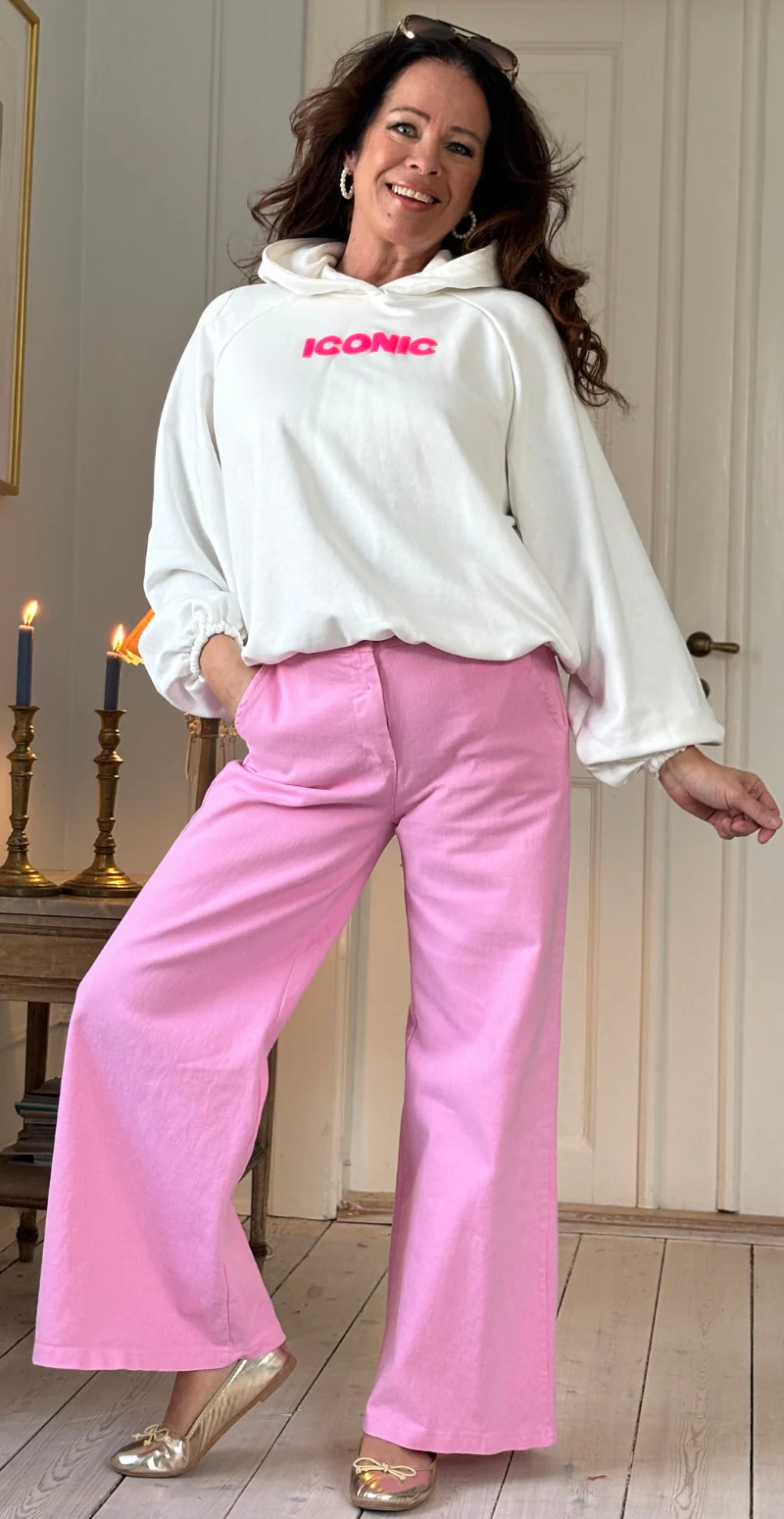 Nancy sweatshirt med hætte og iconic print hvid LikeLondon