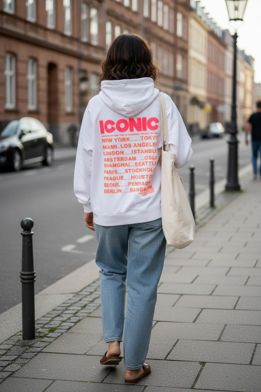 Nancy sweatshirt med hætte og iconic print hvid LikeLondon - Image 2