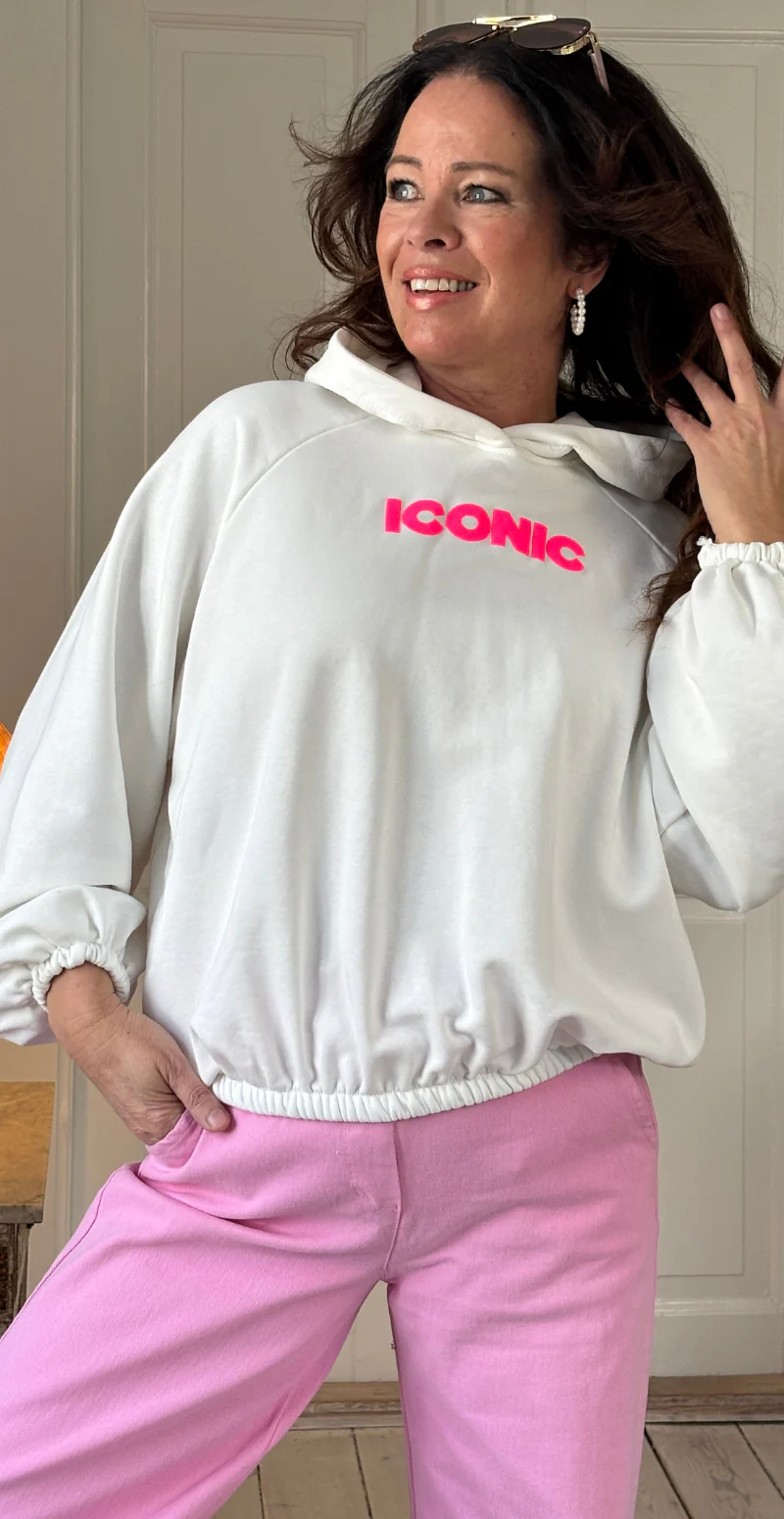 Nancy sweatshirt med hætte og iconic print hvid LikeLondon - Image 4