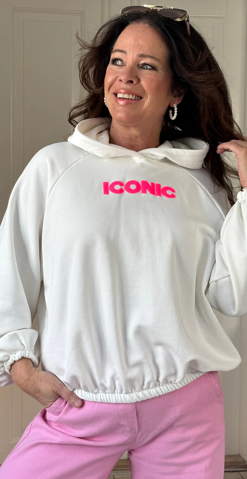 Nancy sweatshirt med hætte og iconic print hvid LikeLondon - Image 5