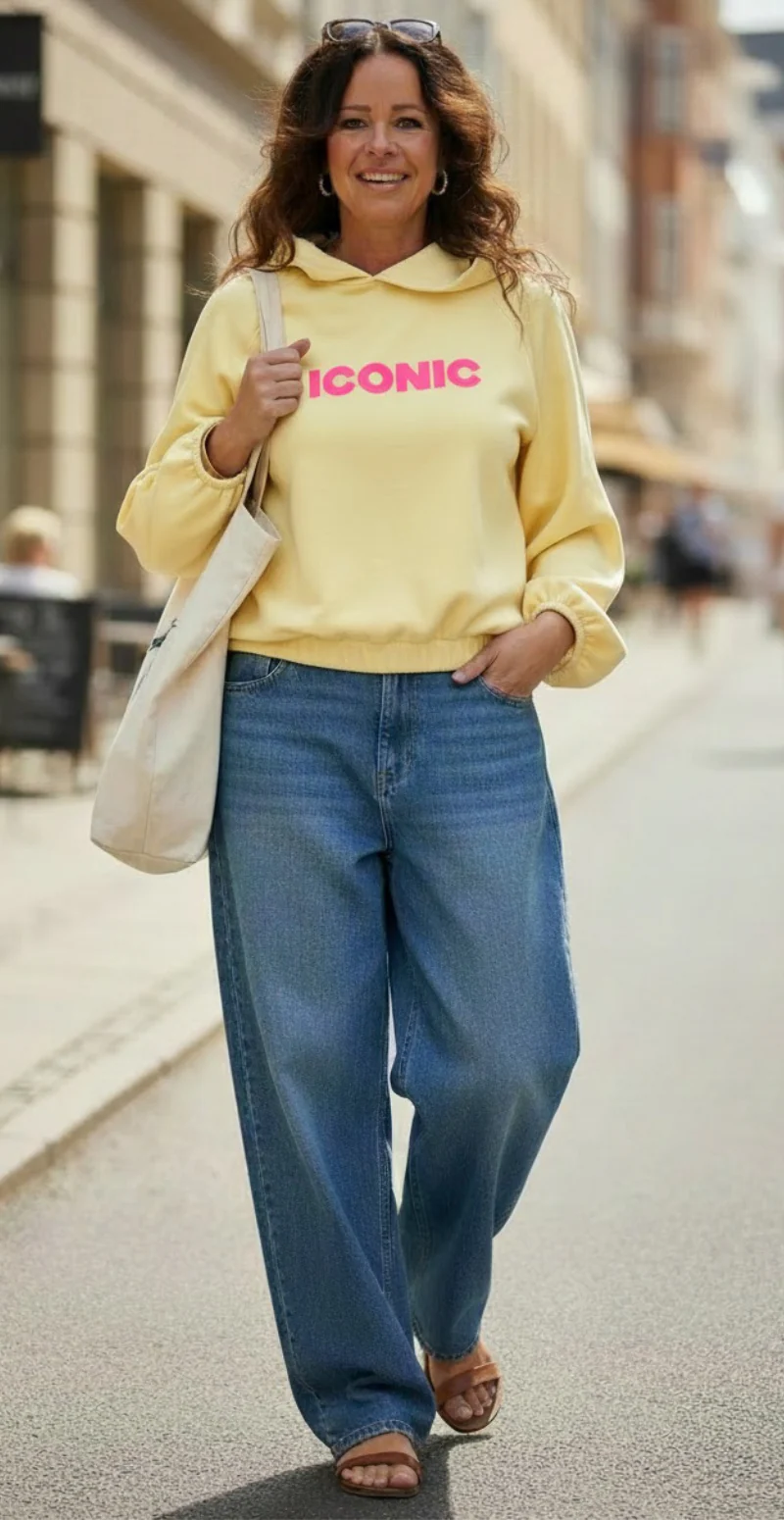 Nancy sweatshirt med hætte og iconic print lemon LikeLondon