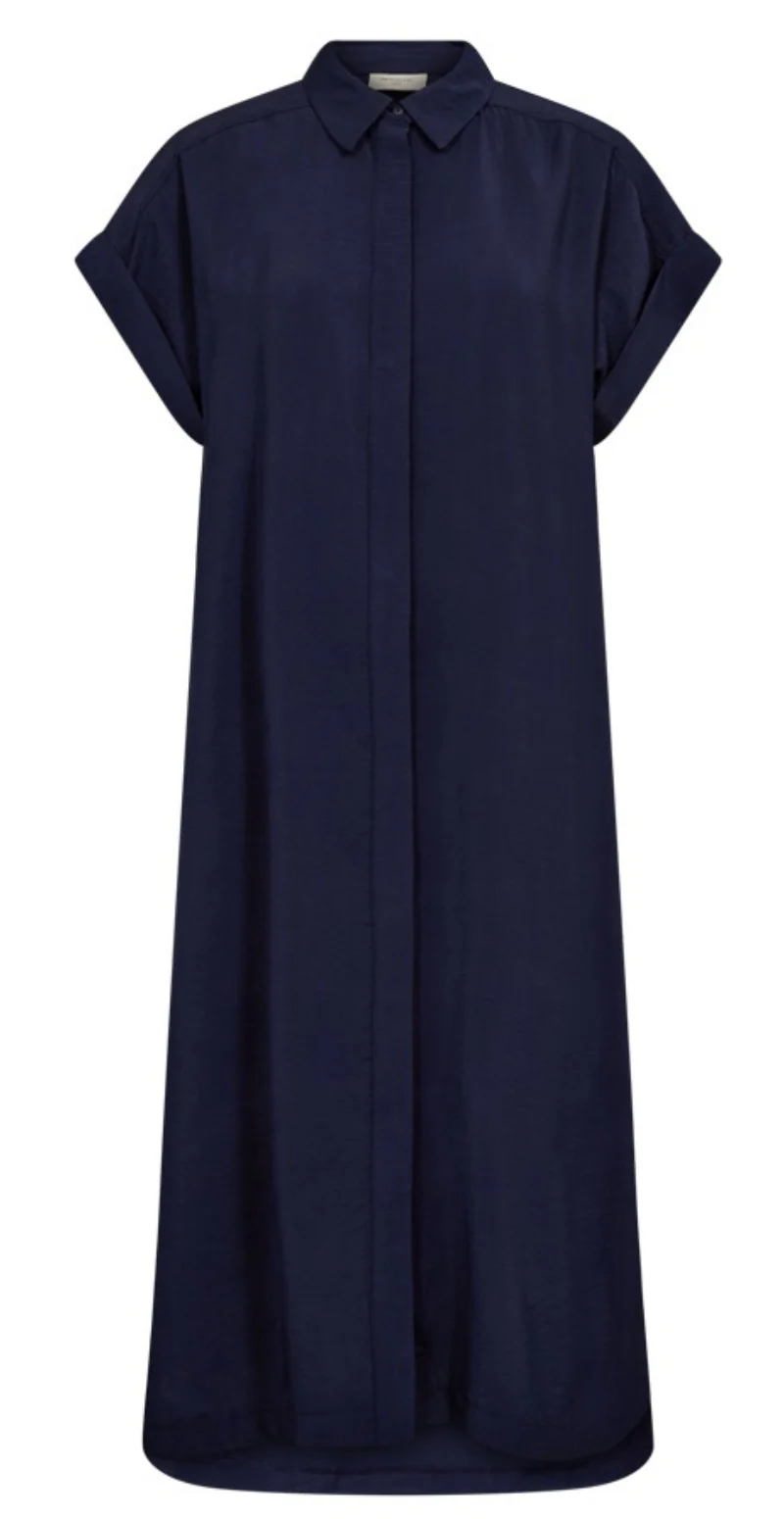 Nanina gennemknappet kjole med slids navy blazer Freequent - Image 5