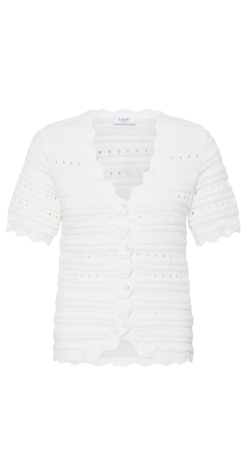 Naski strikket cardigan med bølgende kanter marshmallow B.young