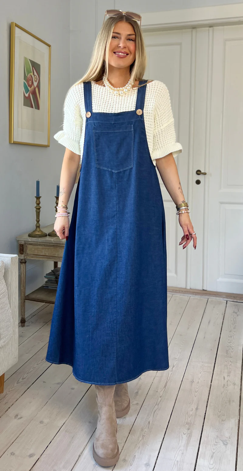 Noel denimspencer med træknapper og lomme dark jeans LikeLondon - Image 3
