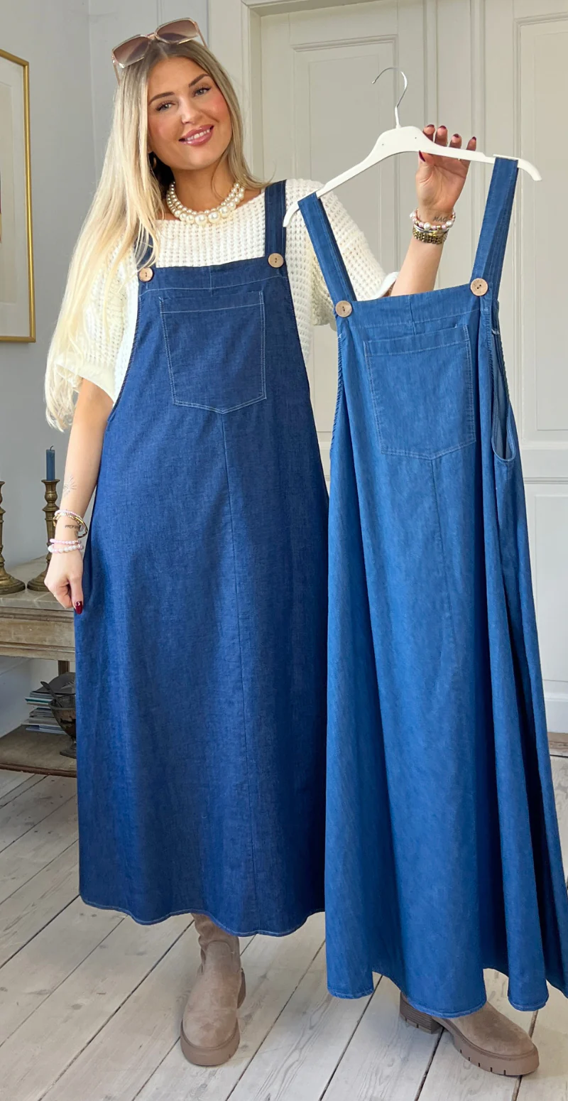 Noel denimspencer med træknapper og lomme dark jeans LikeLondon - Image 5