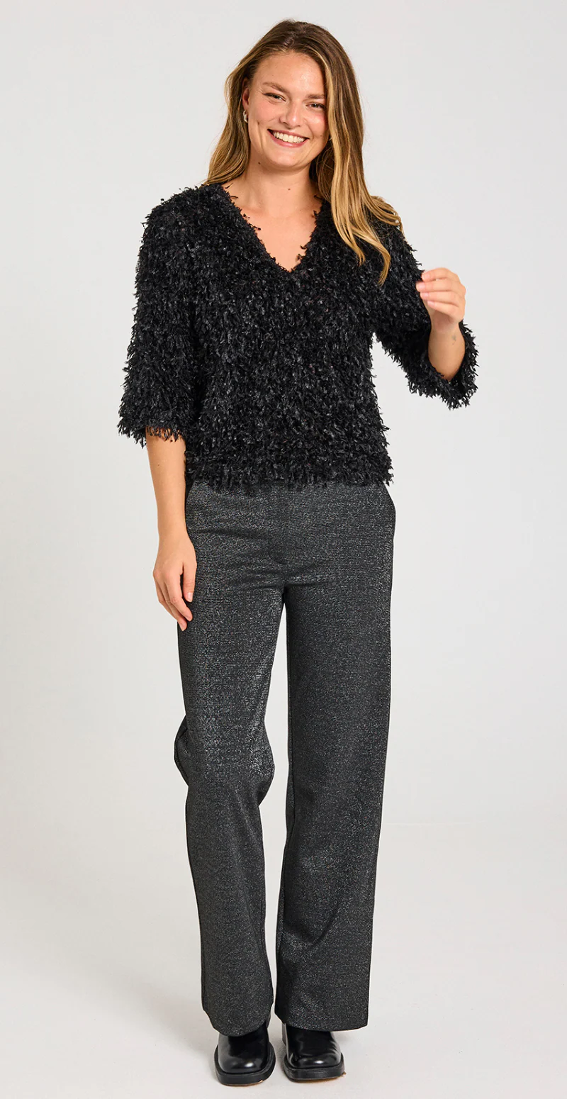 Nola bluse med frynser sort - Image 3