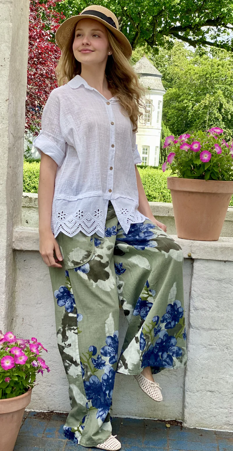 Oda skjortebluse med broderi anglaise hvid LikeLondon - Image 2