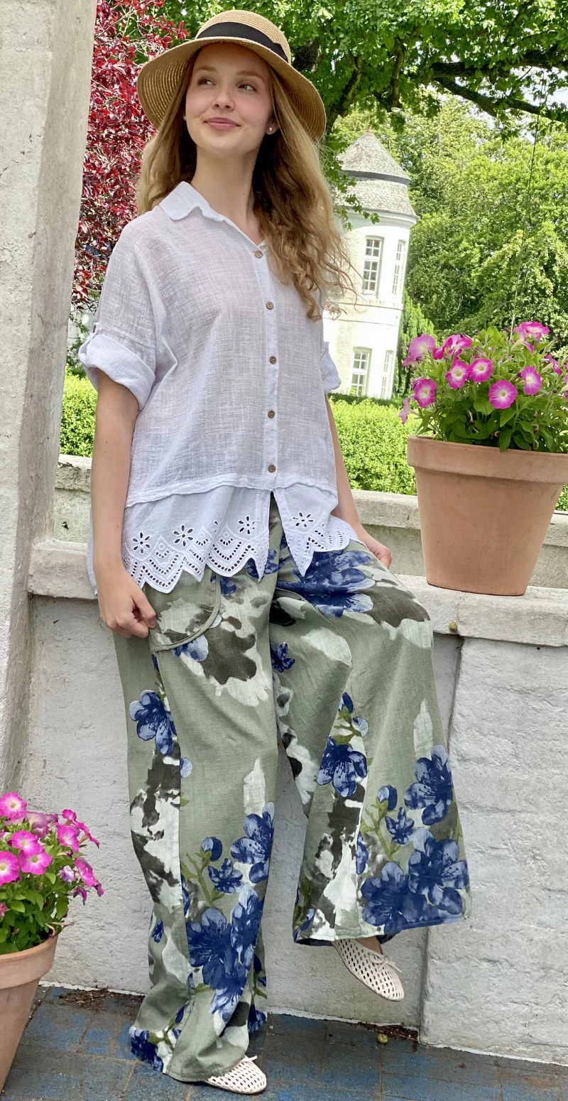 Oda skjortebluse med broderi anglaise hvid LikeLondon - Image 4